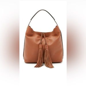 REBECCA MINKOFF PEBBLED LEATHER ALMOND LT GOLD ISOBEL HOBO SHOULDER BAG